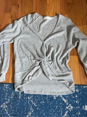 All in Favor Waffle Knit Crewneck Sweater - Gray